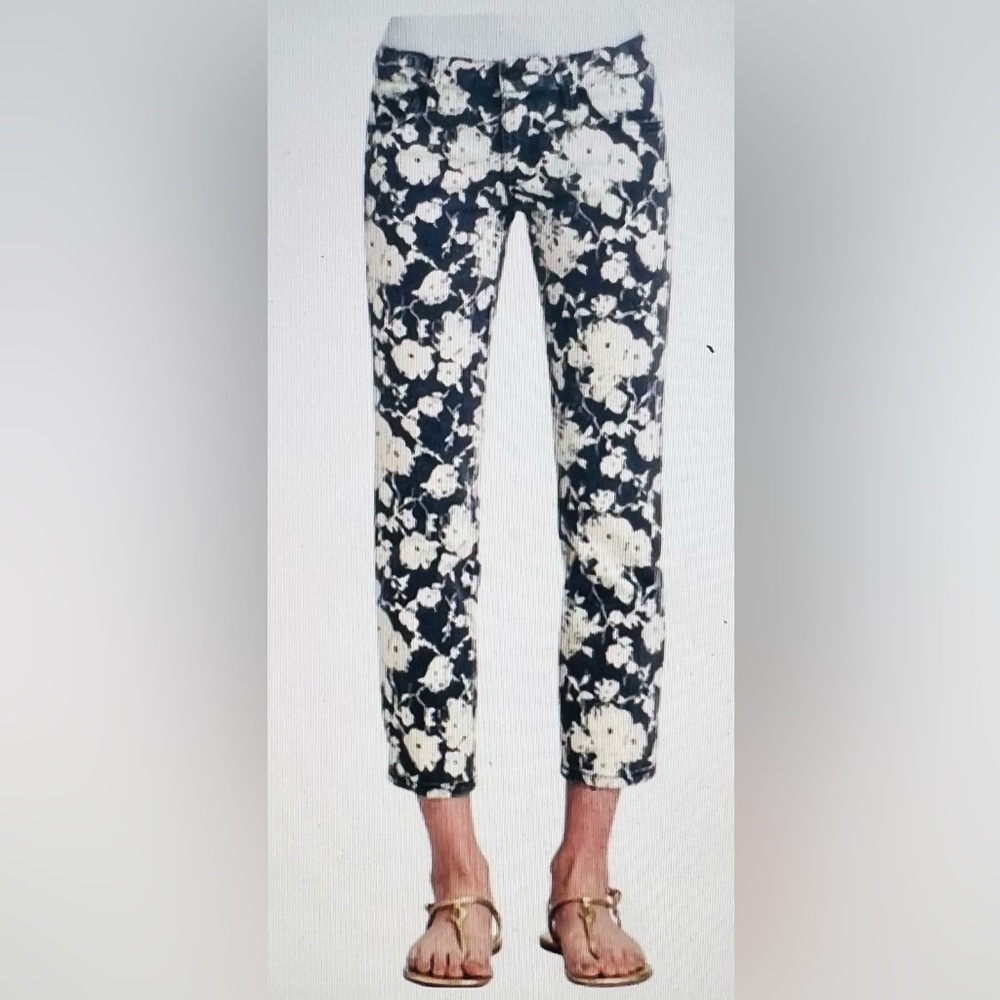 Tory Burch Floral Alexa Cropped Skinny Jeans